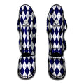 Navy Blue And White Argyle Pattern Print Muay Thai Shin Guards