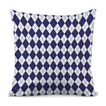 Navy Blue And White Argyle Pattern Print Pillow Cover