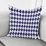Navy Blue And White Argyle Pattern Print Pillow Cover