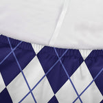 Navy Blue And White Argyle Pattern Print Sofa Cover