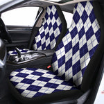 Navy Blue And White Argyle Pattern Print Universal Fit Car Seat Covers