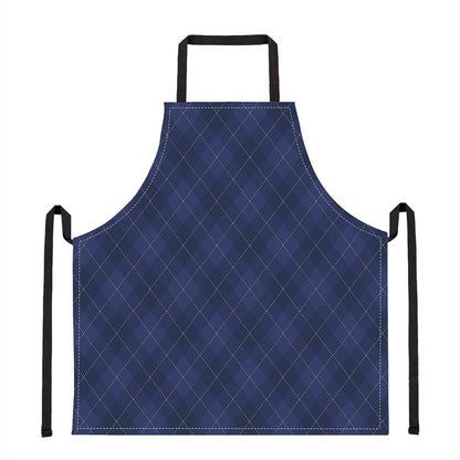 Navy Blue Argyle Pattern Print Apron