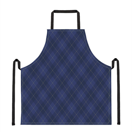 Navy Blue Argyle Pattern Print Apron