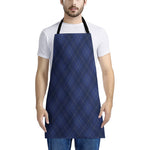 Navy Blue Argyle Pattern Print Apron