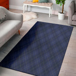 Navy Blue Argyle Pattern Print Area Rug