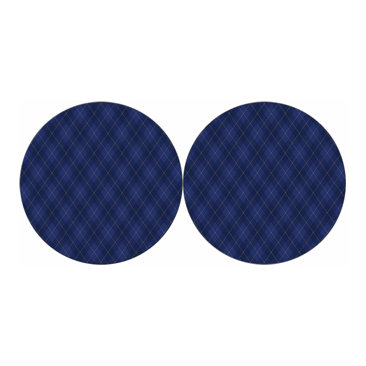 Navy Blue Argyle Pattern Print Car Coasters