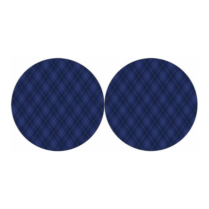 Navy Blue Argyle Pattern Print Car Coasters