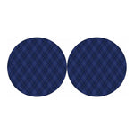 Navy Blue Argyle Pattern Print Car Coasters