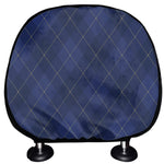 Navy Blue Argyle Pattern Print Car Headrest Covers
