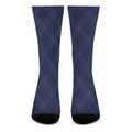 Navy Blue Argyle Pattern Print Crew Socks