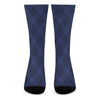 Navy Blue Argyle Pattern Print Crew Socks