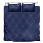 Navy Blue Argyle Pattern Print Duvet Cover Bedding Set