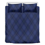 Navy Blue Argyle Pattern Print Duvet Cover Bedding Set