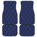 Navy Blue Argyle Pattern Print Front and Back Car Floor Mats