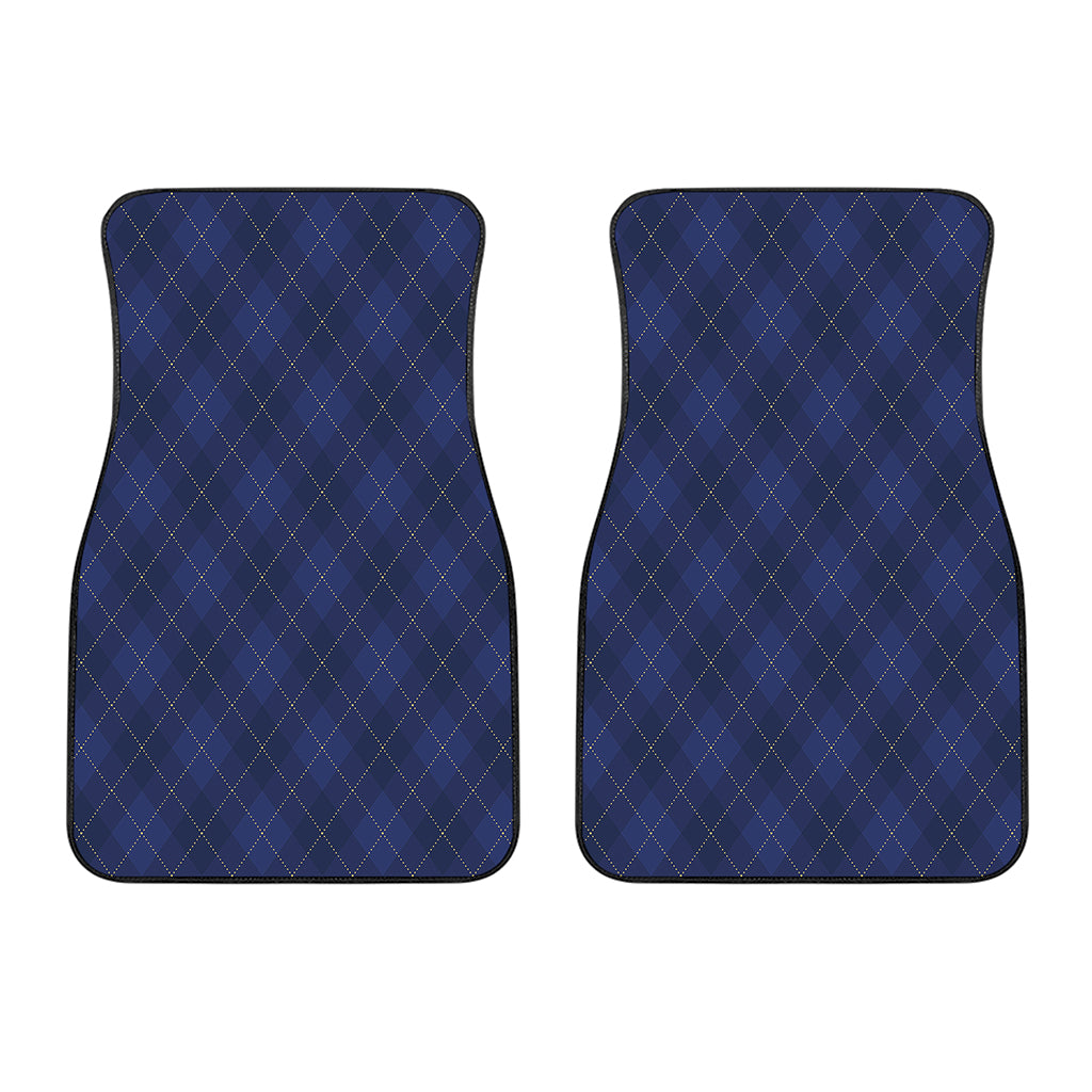 Navy Blue Argyle Pattern Print Front Car Floor Mats