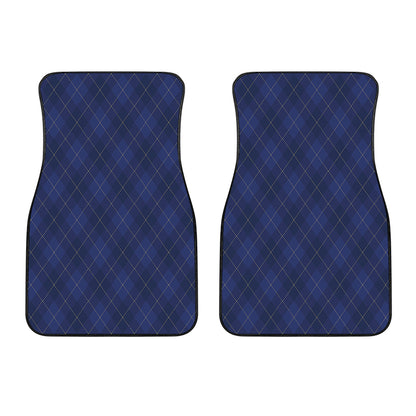 Navy Blue Argyle Pattern Print Front Car Floor Mats