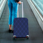 Navy Blue Argyle Pattern Print Luggage Cover