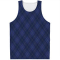 Navy Blue Argyle Pattern Print Men's Tank Top