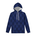 Navy Blue Argyle Pattern Print Pullover Hoodie