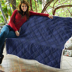 Navy Blue Argyle Pattern Print Quilt