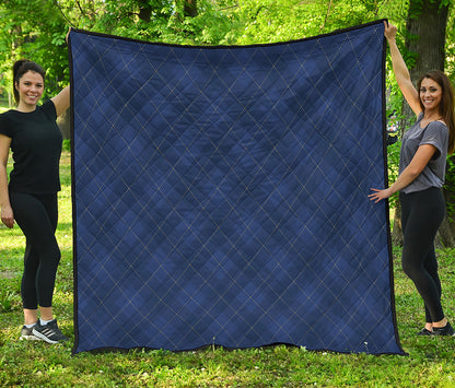 Navy Blue Argyle Pattern Print Quilt