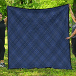 Navy Blue Argyle Pattern Print Quilt