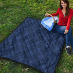 Navy Blue Argyle Pattern Print Quilt