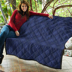 Navy Blue Argyle Pattern Print Quilt