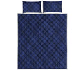 Navy Blue Argyle Pattern Print Quilt Bed Set