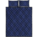 Navy Blue Argyle Pattern Print Quilt Bed Set