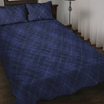 Navy Blue Argyle Pattern Print Quilt Bed Set