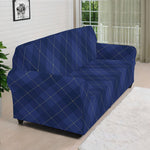 Navy Blue Argyle Pattern Print Sofa Cover