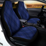 Navy Blue Argyle Pattern Print Universal Fit Car Seat Covers