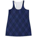 Navy Blue Argyle Pattern Print Women's Racerback Tank Top