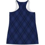 Navy Blue Argyle Pattern Print Women's Racerback Tank Top