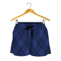 Navy Blue Argyle Pattern Print Women's Shorts