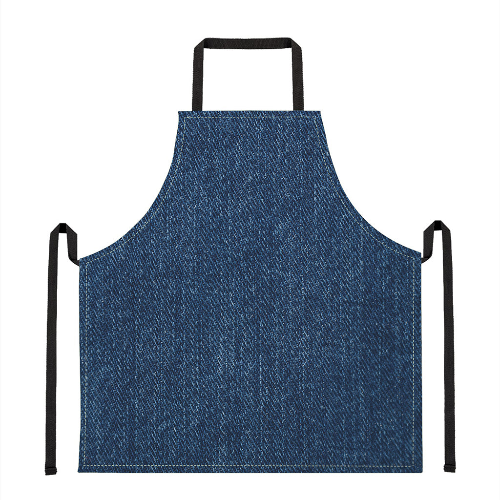 Navy Blue Denim Jeans Print Apron