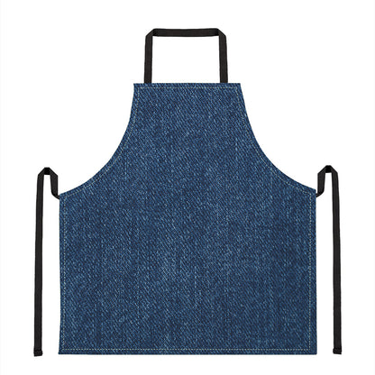 Navy Blue Denim Jeans Print Apron
