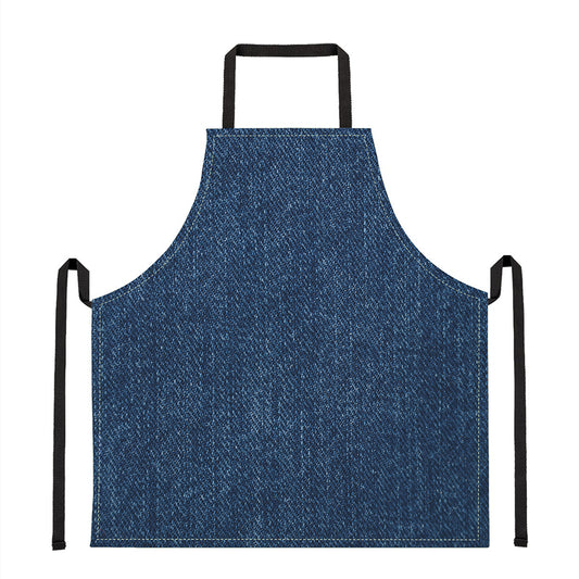 Navy Blue Denim Jeans Print Apron