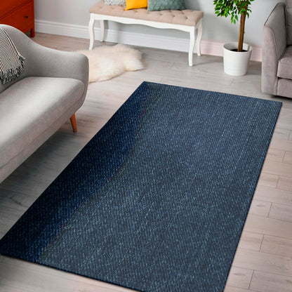 Navy Blue Denim Jeans Print Area Rug