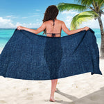 Navy Blue Denim Jeans Print Beach Sarong Wrap