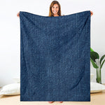 Navy Blue Denim Jeans Print Blanket