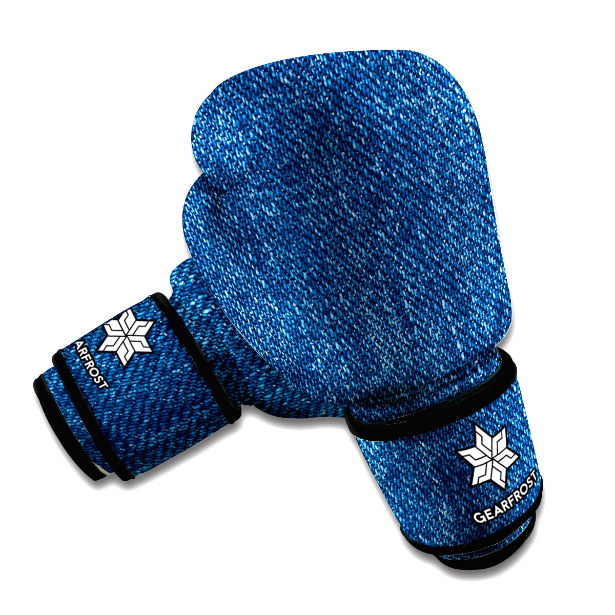 Navy Blue Denim Jeans Print Boxing Gloves