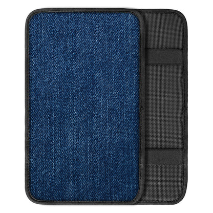 Navy Blue Denim Jeans Print Car Center Console Cover