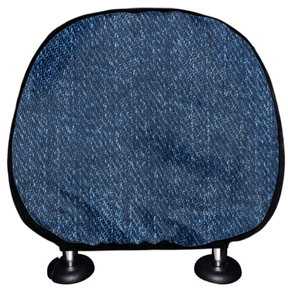 Navy Blue Denim Jeans Print Car Headrest Covers