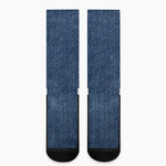 Navy Blue Denim Jeans Print Crew Socks