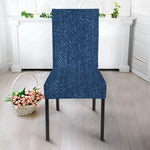 Navy Blue Denim Jeans Print Dining Chair Slipcover