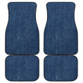 Navy Blue Denim Jeans Print Front and Back Car Floor Mats