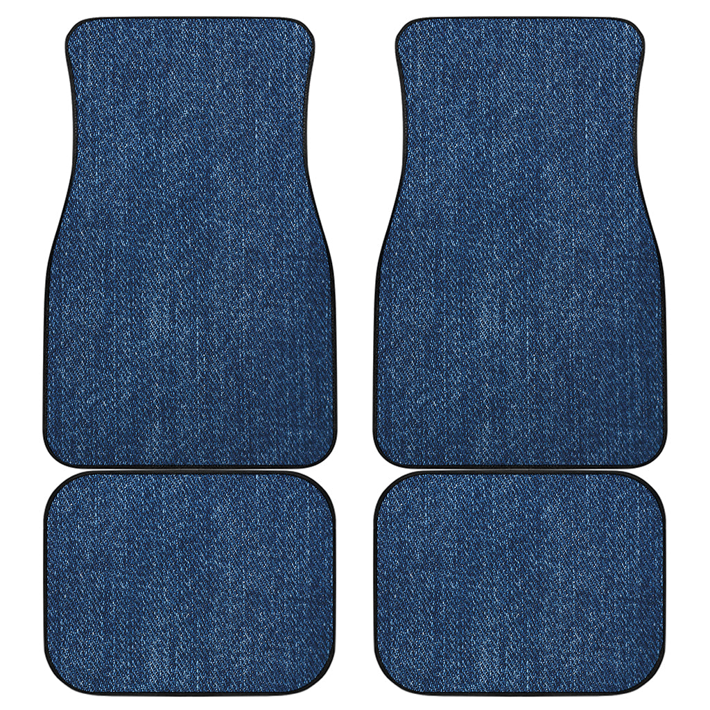 Navy Blue Denim Jeans Print Front and Back Car Floor Mats