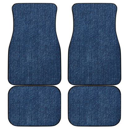 Navy Blue Denim Jeans Print Front and Back Car Floor Mats